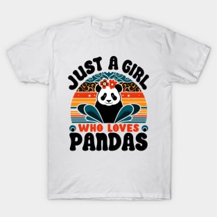 Just A Girl Who Loves Pandas Cute Kawaii Panda Womens Girls T-Shirt